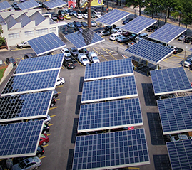 Sistema di montaggio PV per auto coperto